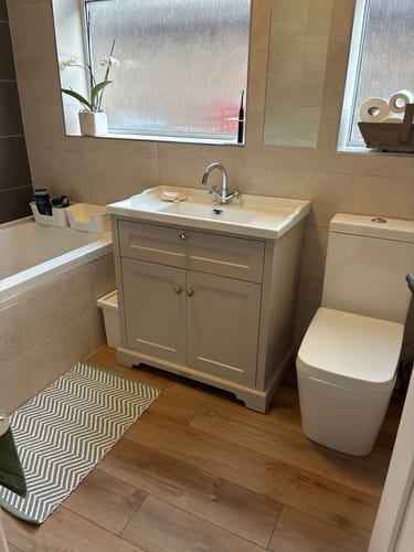 Customer photo review of Hudson Reed Old London 800mm 2-Door Vanity Unit & Ceramic 1 Tap Hole Basin - Timeless Sand