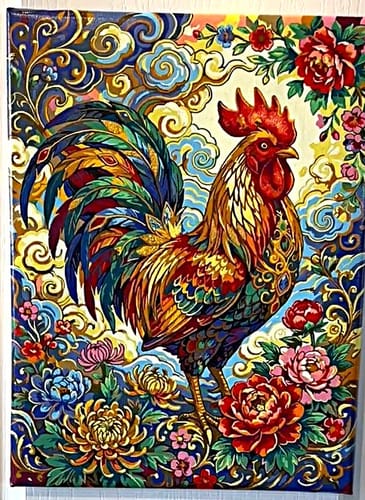 Customer photo review of Ornate Rooster With Flowers