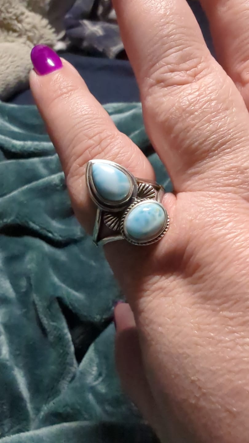 Customer photo review of Larimar Shell Ring Sterling Silver