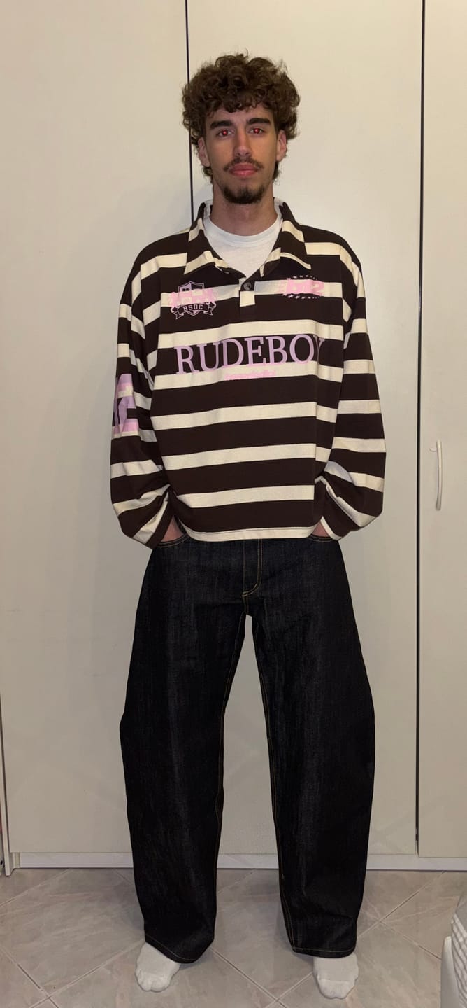 Customer photo review of Balloon Pants Raw Denim Blue