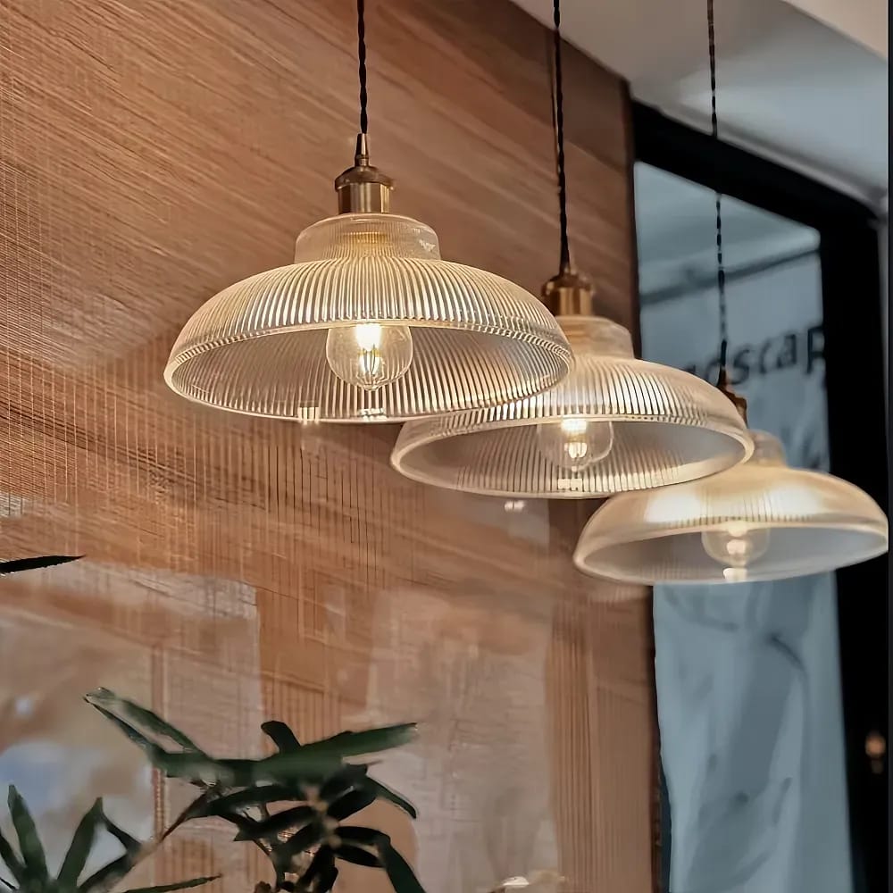 Customer photo review of Adjustable Modern Farmhouse Ribbed Glass Dome Pendant Light