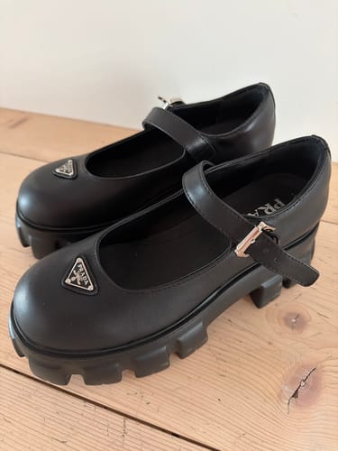 Customer photo review of Prada Brushed Monolith Mary Janes Loafer Black Cowhide