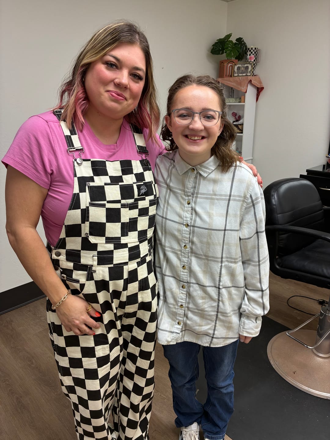 Customer photo review of Born Bad Washed Overalls - Checkered