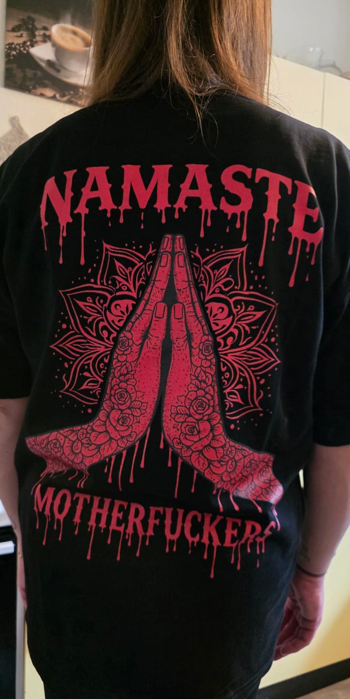 Customer photo review of Namaste - Heavy Oversized Backprint Shirt