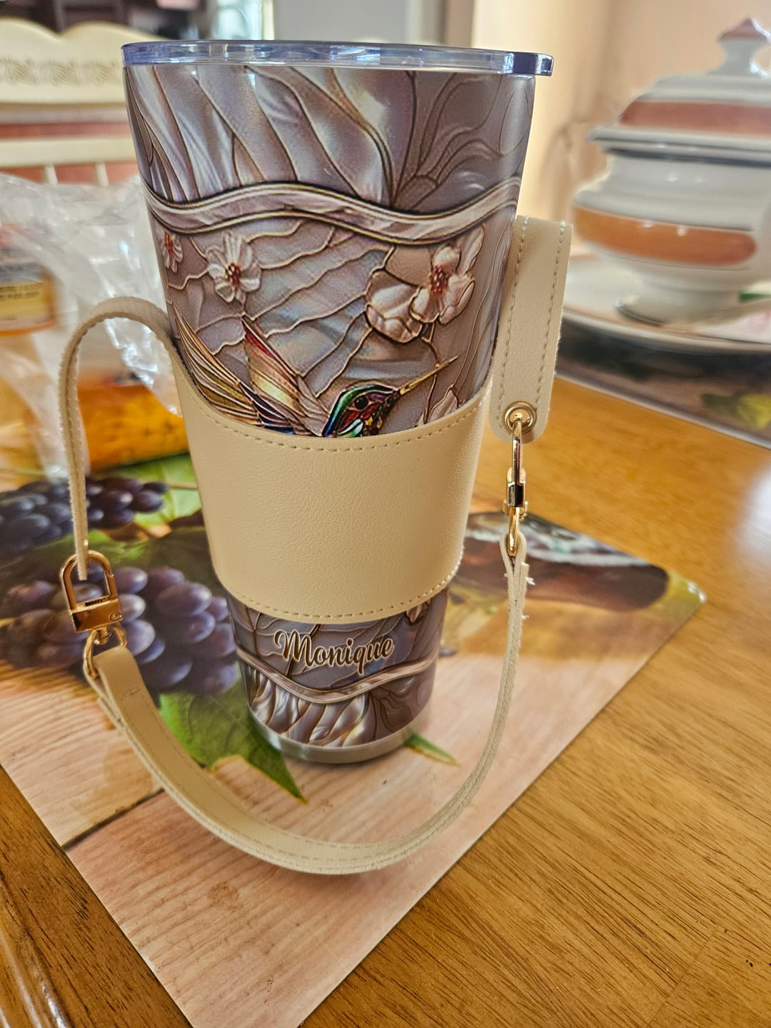 Customer photo review of Stained Glass Hummingbird Personalized Tumbler