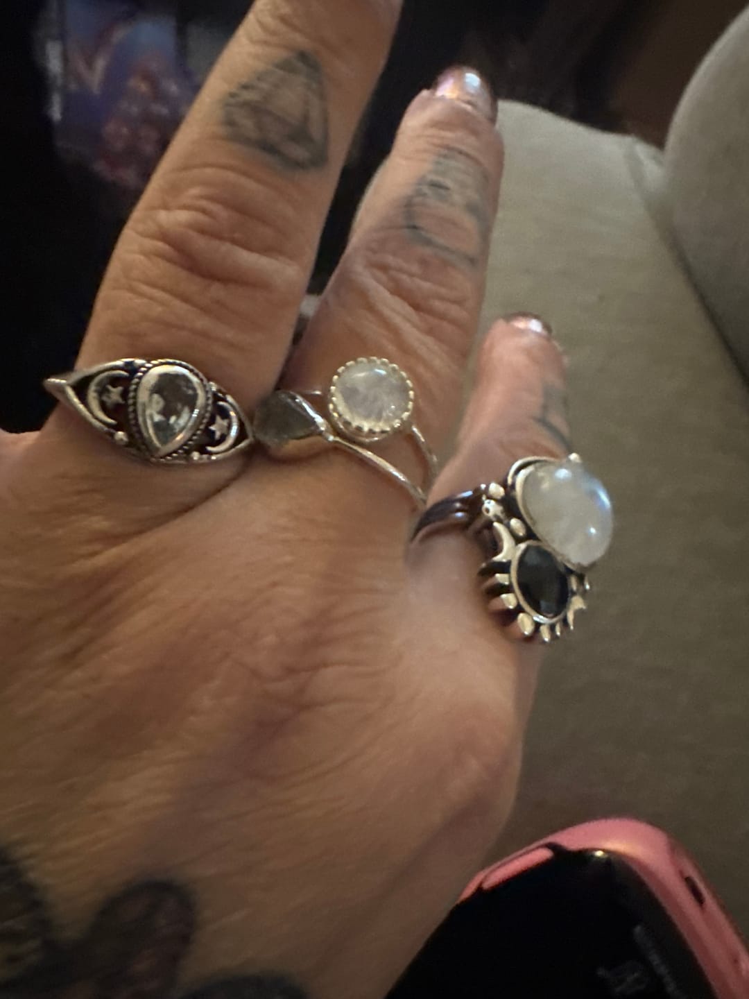 Customer photo review of Aquamarine Stars Moon Ring Sterling Silver