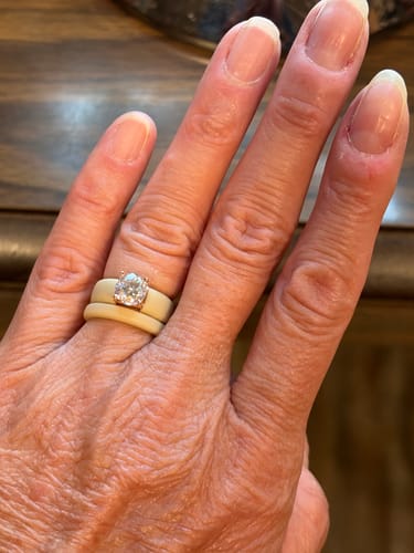 Customer photo review of Round Cut CZ Silicone Ring Set for Women, Stackable 2-Ring Set, 7 mm Round Cut CZ | Patented Design - GlowStone Collection