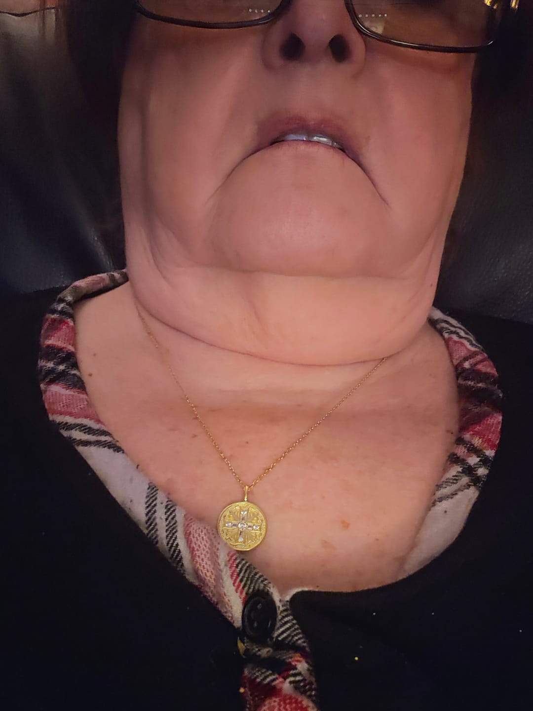 Customer photo review of Byzantine Cross Medallion Necklace
