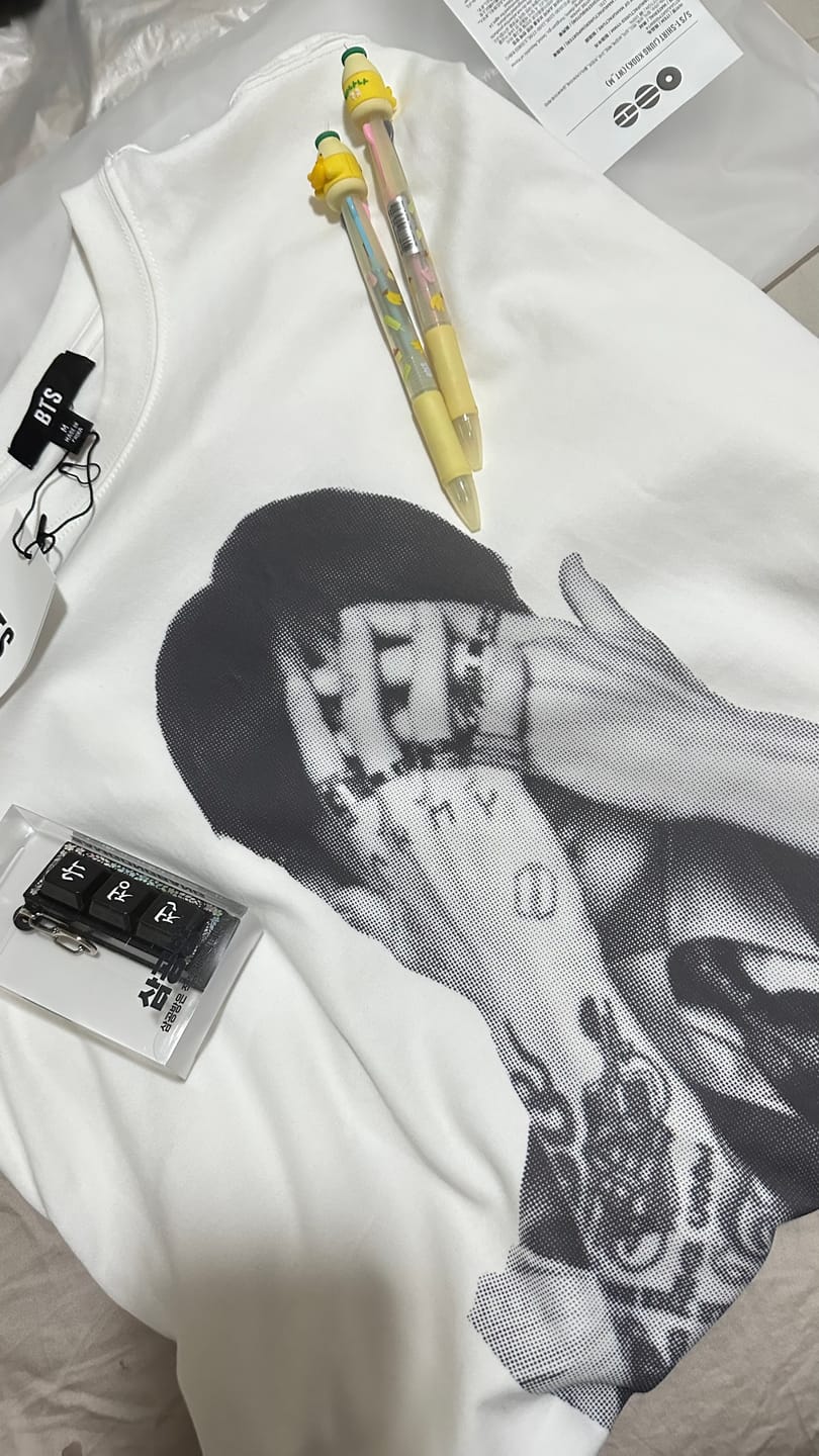 Customer photo review of [FOR PURPLE ARMY] CUSTOM BTS BIAS KOREAN NAME MOP PATTERN KEYCAP KEYRING