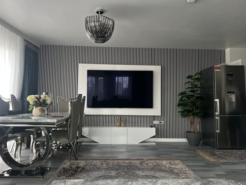 Customer photo review of Acoustic Slat Wall Panels Wooden Decorative Wall Panels Grey Oak Premium 2.4m x 0.6m