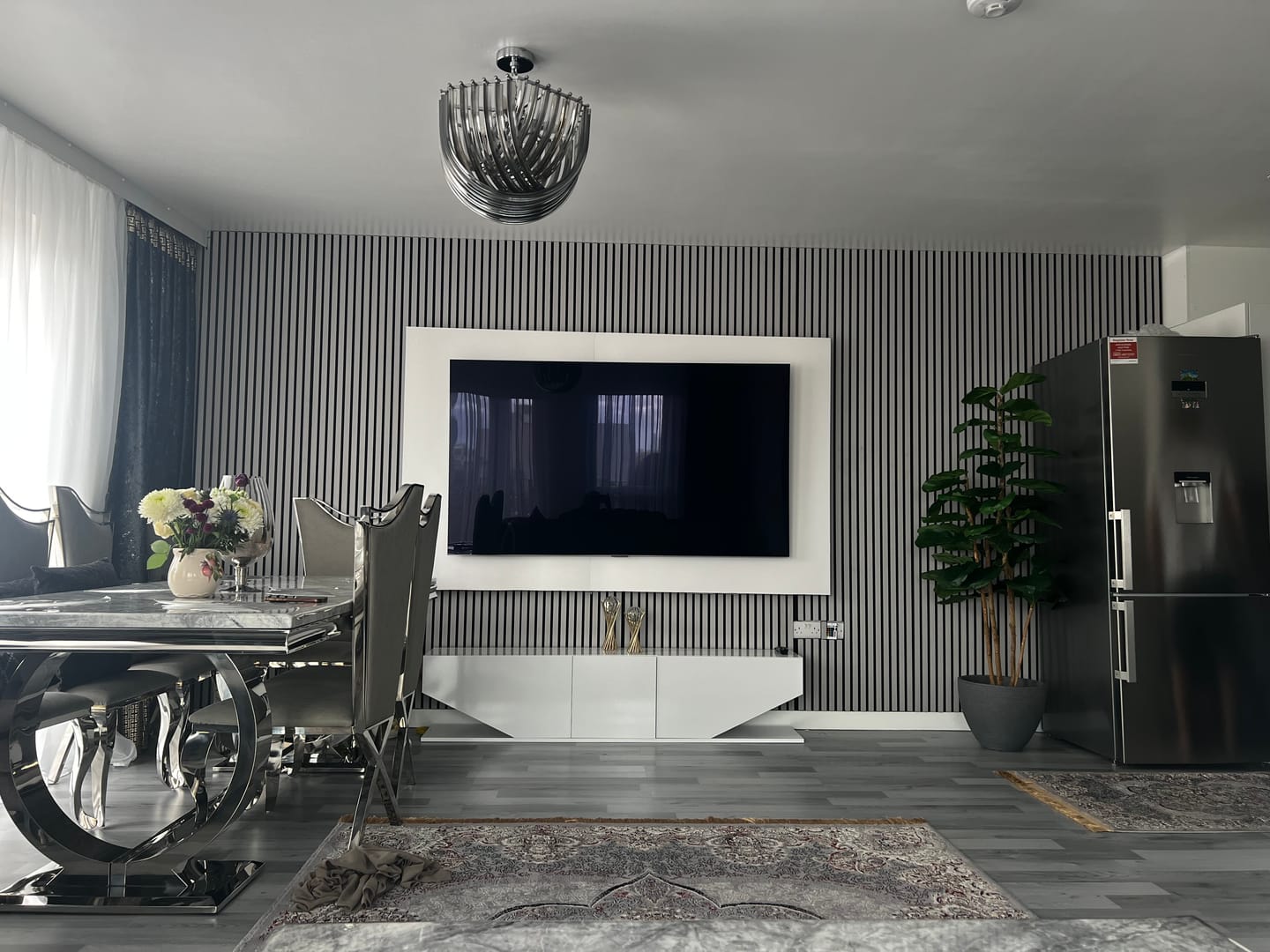 Customer photo review of Acoustic Slat Wall Panels Wooden Decorative Wall Panels Grey Oak Premium 2.4m x 0.6m