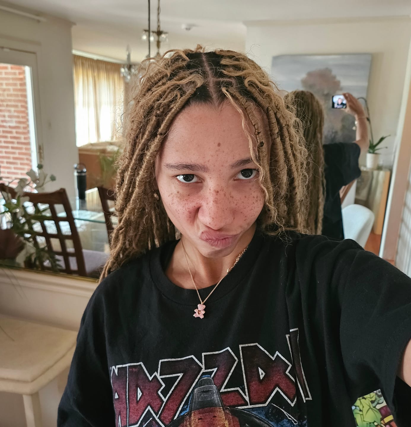 Customer photo review of #27 Honey Blonde Pre-looped Crochet Boho Locs with Human Hair Curls