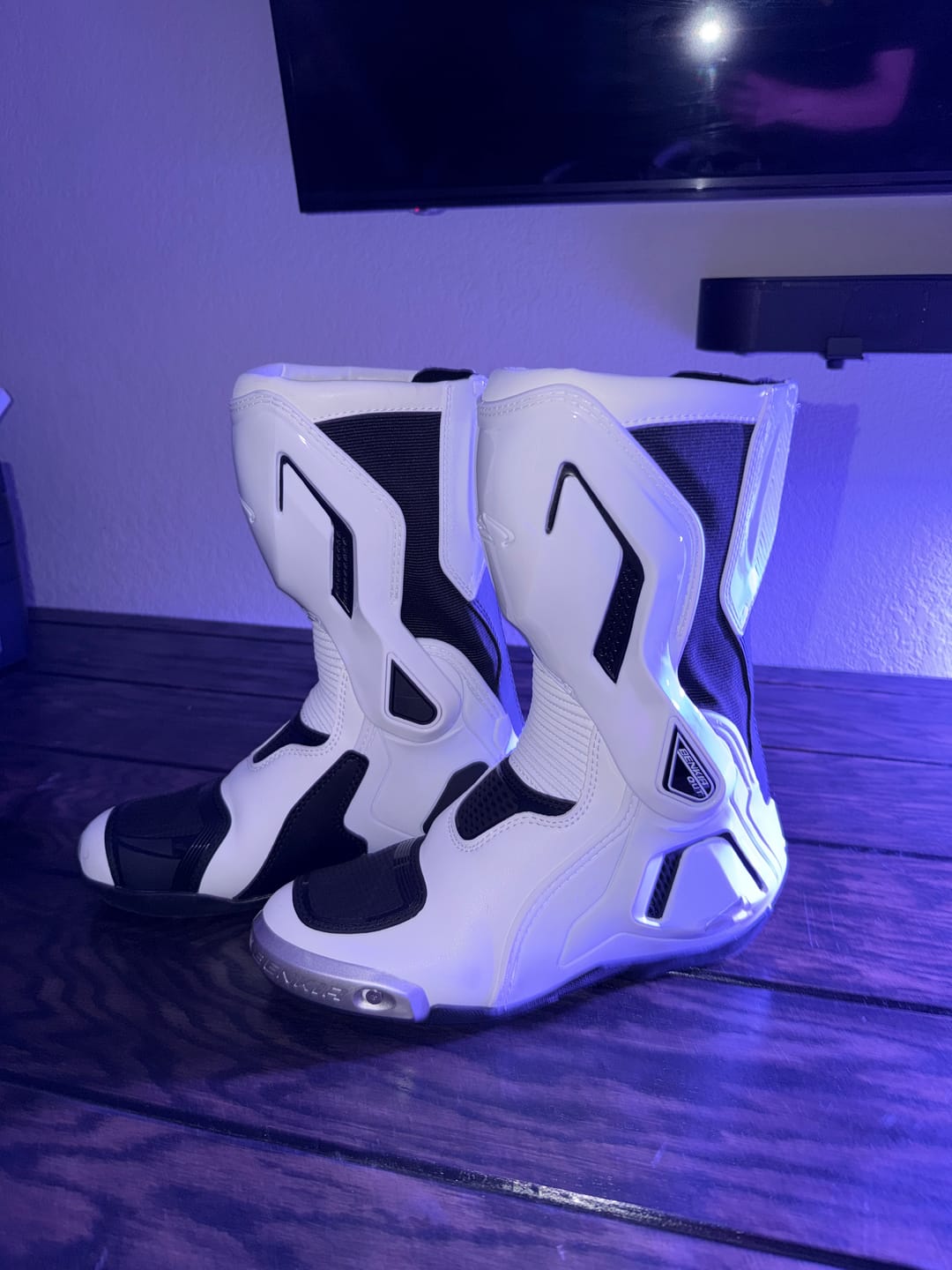 Customer photo review of Allgoal White Motorcycle Boots