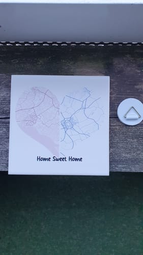 Customer photo review of Twee Steden Hart Tegel – Personaliseerbare Love Map Plattegrond