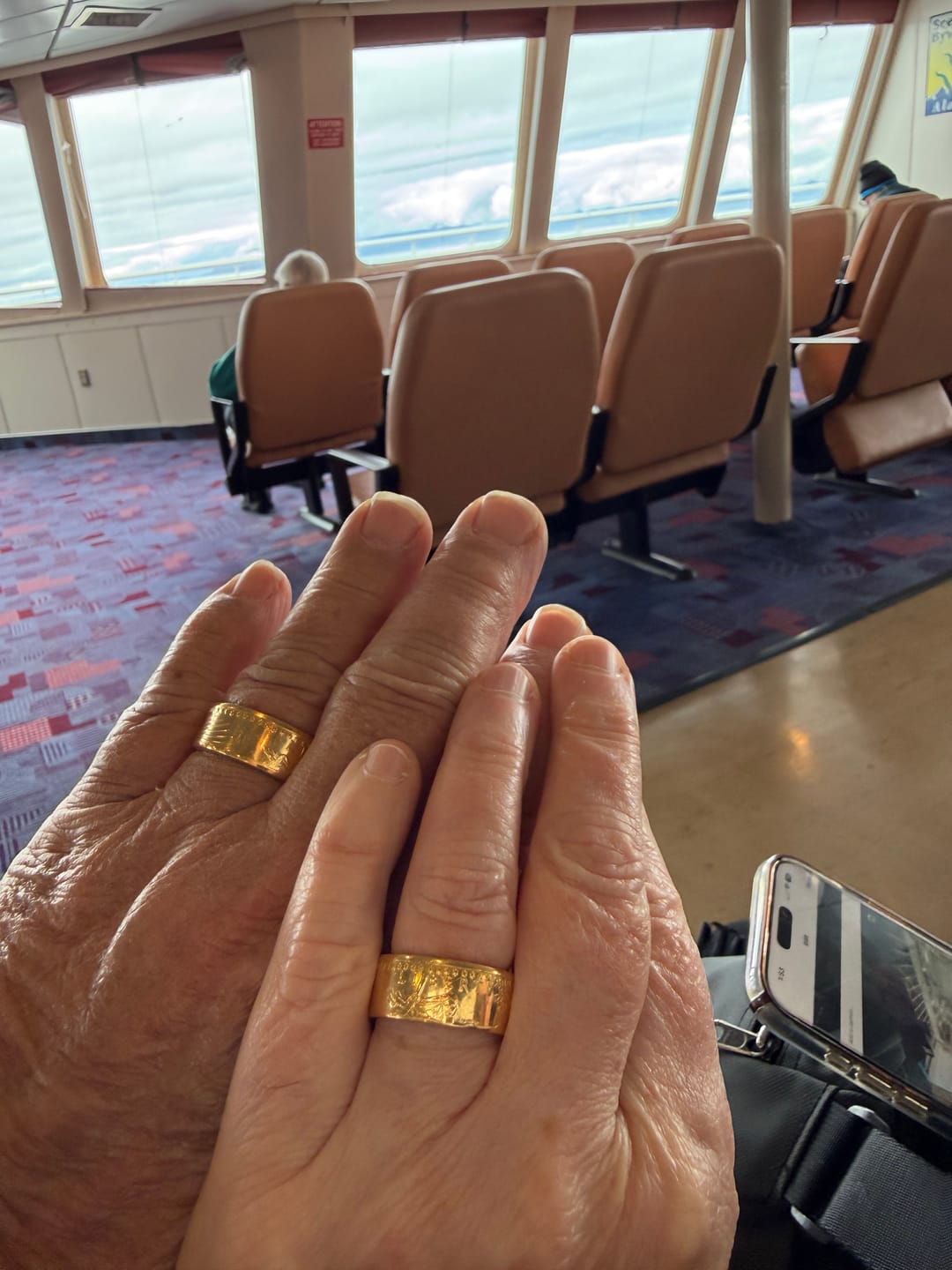 Customer photo review of Gold Coin Ring Wedding Bands