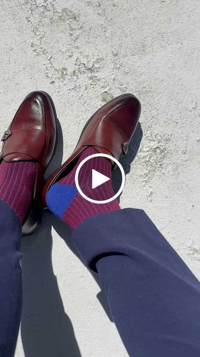 Customer video review of The Old Glorys - Burgundy and Royal Blue Pinstripe Sock