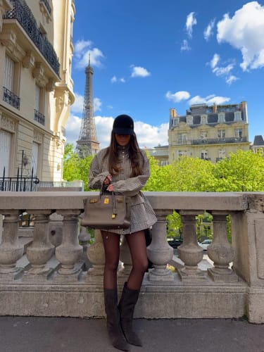 Customer photo review of Marnie Plaid Zip Jacket