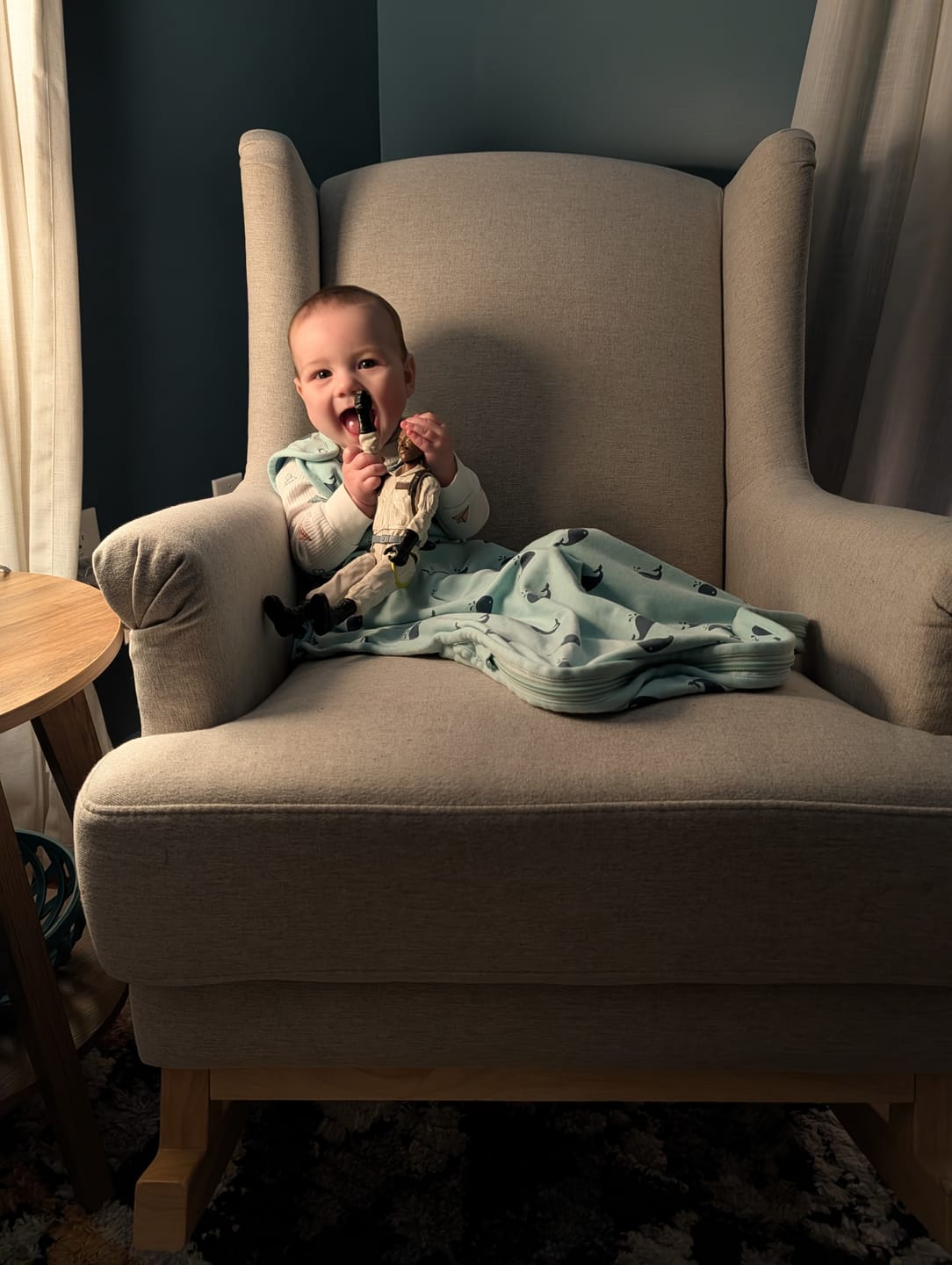 Customer photo review of 4 Season® Ultimate Baby Sleep Bag, Merino Wool & Organic Cotton, Whales