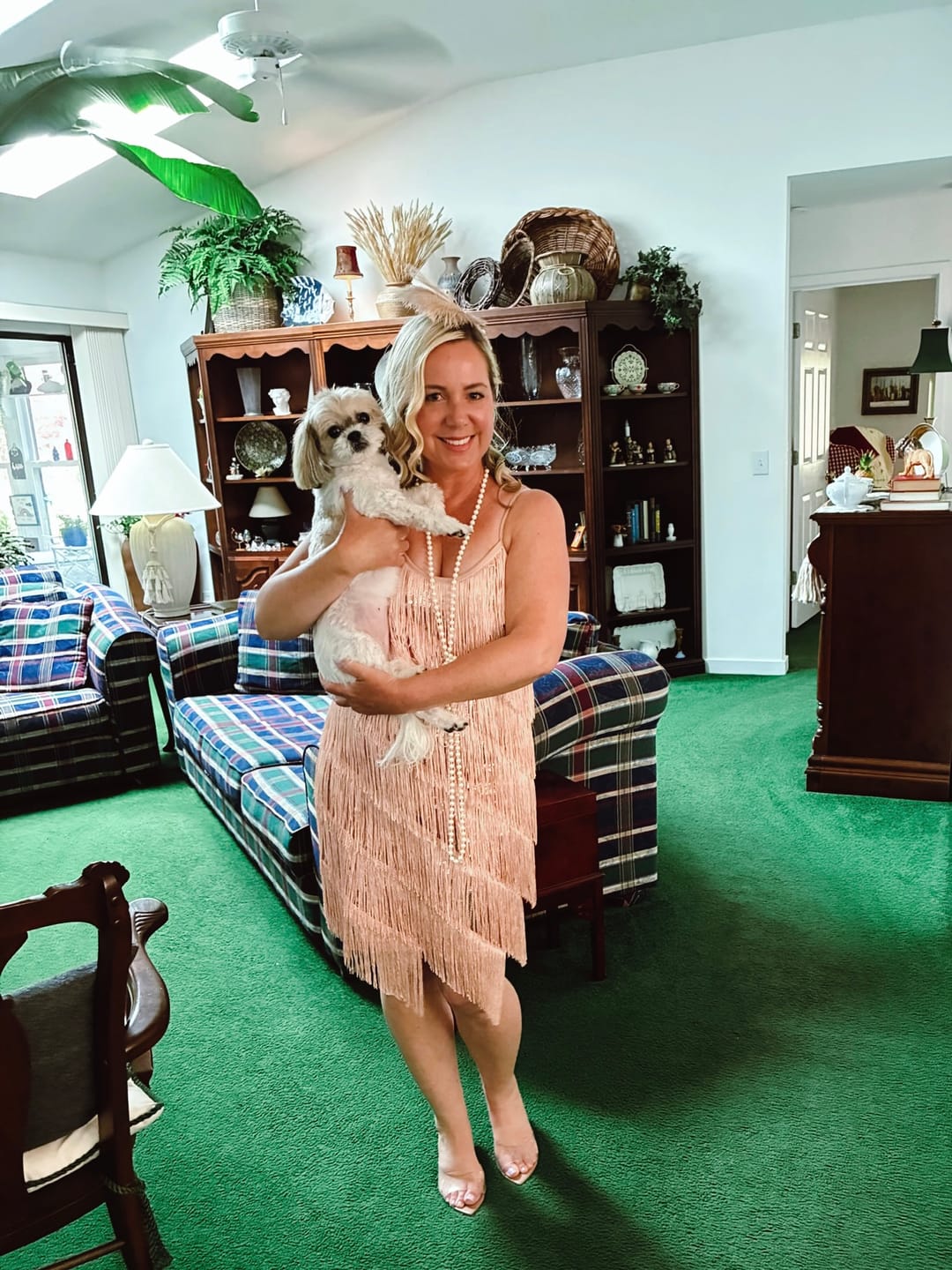Customer photo review of 1920s Fringe & Sequin Flapper Dress - Rose Gold