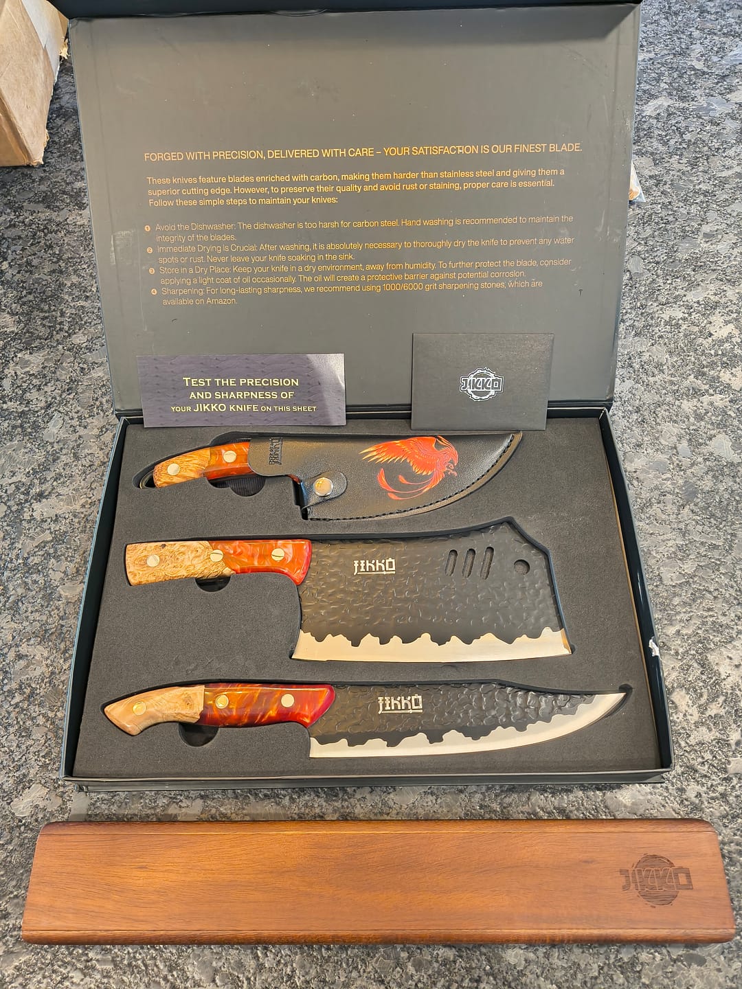 Customer photo review of The Phoenix Edition by JIKKO® (3 Knives)
