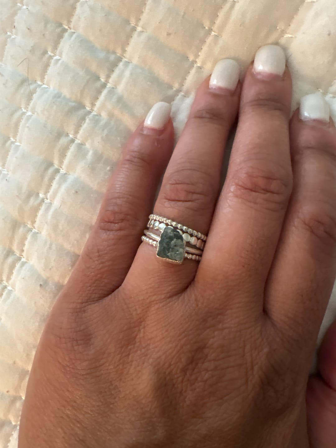 Customer photo review of Aquamarine Stacking Ring Set Sterling Silver