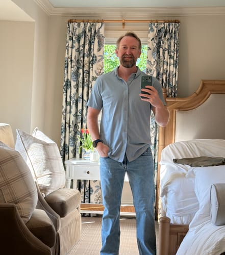 Customer photo review of Short-Sleeve Casual Button-Down: Glacial Blue