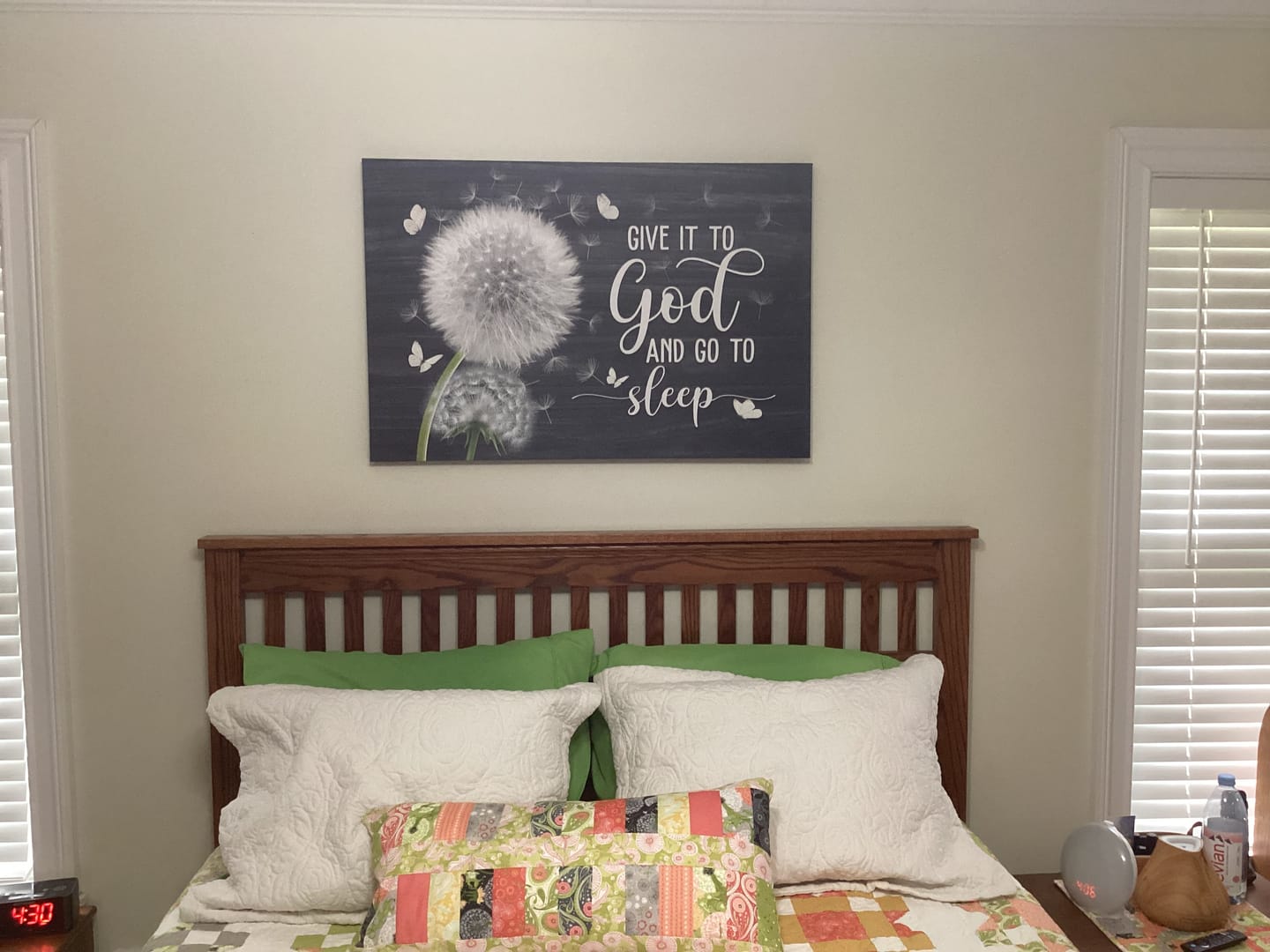 Customer photo review of Dandelion Give It to God and Go to Sleep – Christian Wall Art Canvas