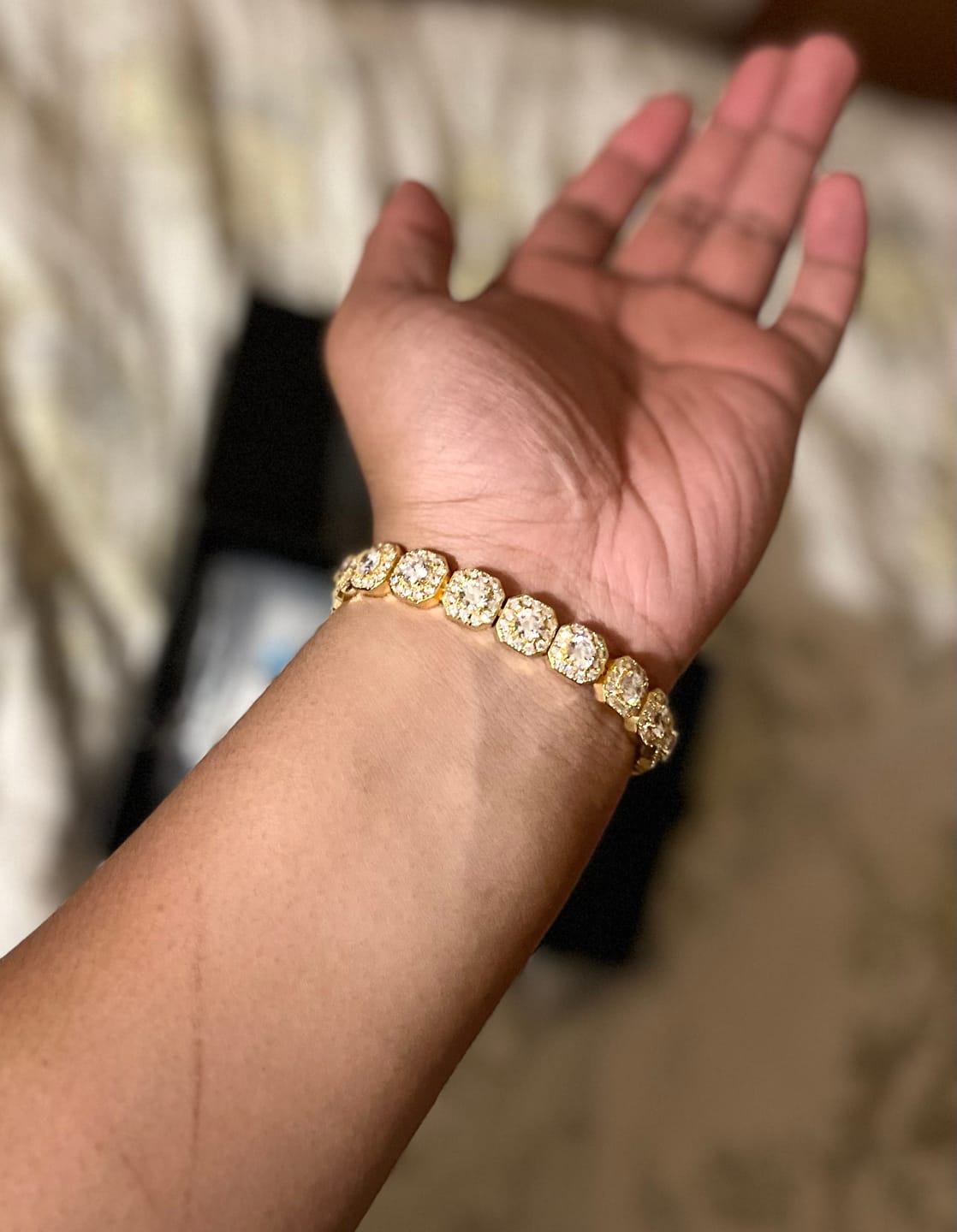 Customer photo review of 10mm Moissanite Clustered Tennis Bracelet - Silver - D Colour - VVS1