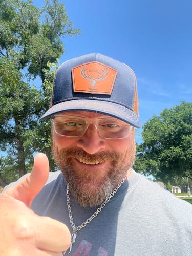 Customer photo review of Richardson 112 Genuine Leather Patch Hats Laser Engraved