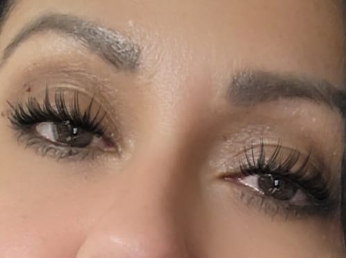 Close-up: Reviewer's long, thick lashes after applying My Amazing Lashes Mascara.