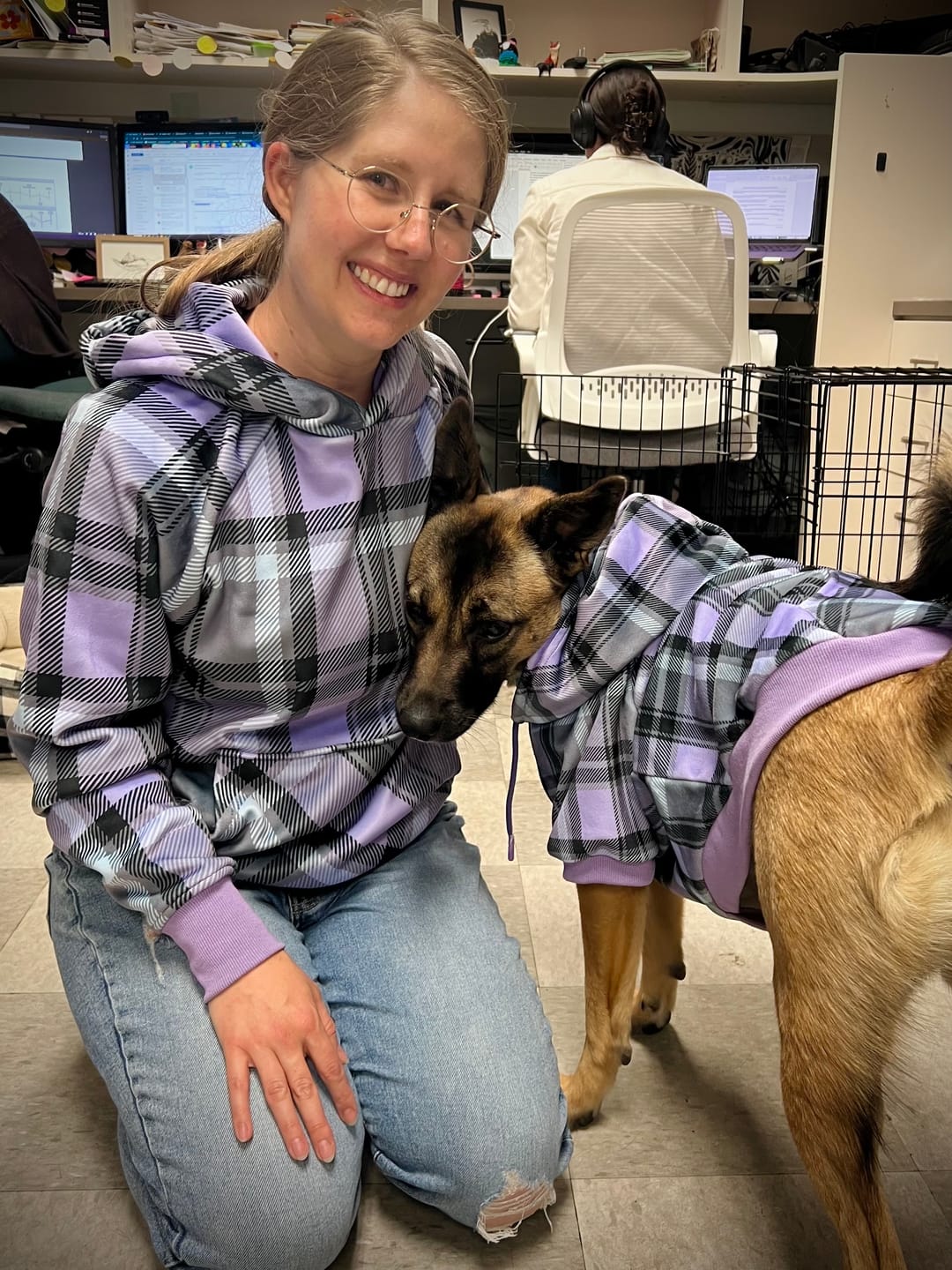 Customer photo review of Purple Plaid Human Hoodie
