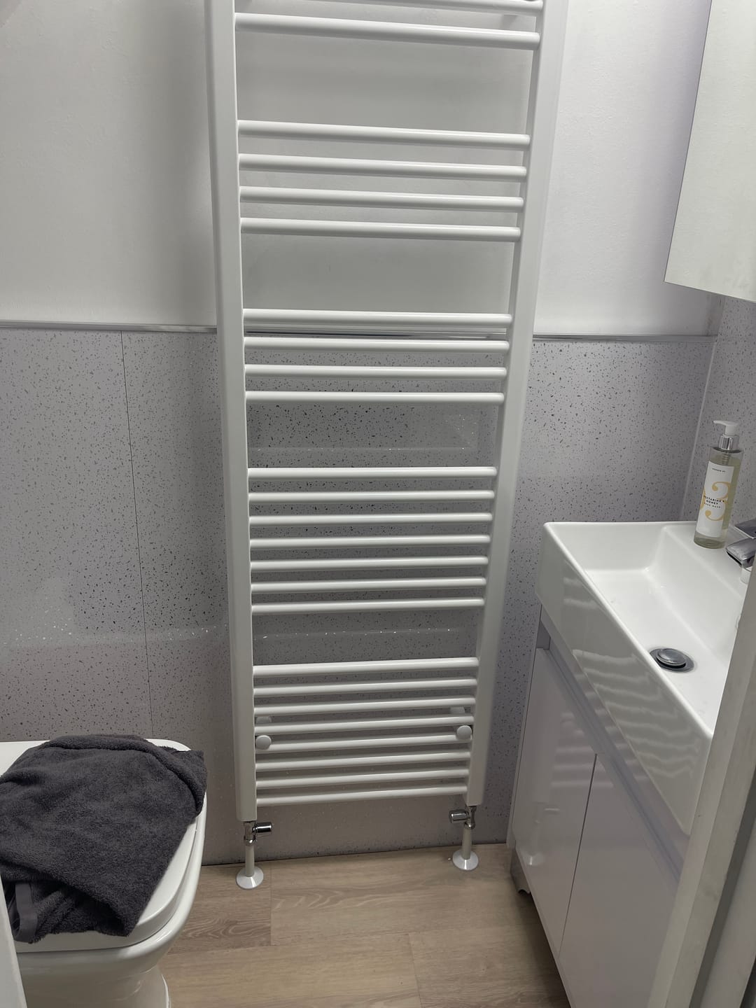 Customer photo review of Premium White Sparkle Gloss Shower Wall Panel – 1M x 2.4M