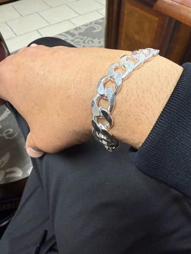 Customer photo review of 13mm Men's Solid 925 Sterling Silver Wide Cuban Chain Bracelet 9 inch
