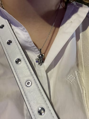 Customer photo review of Trippy Bear Pendant