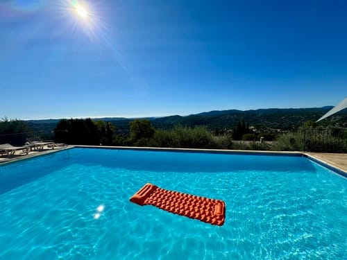 Adventure Mat floating in the pool