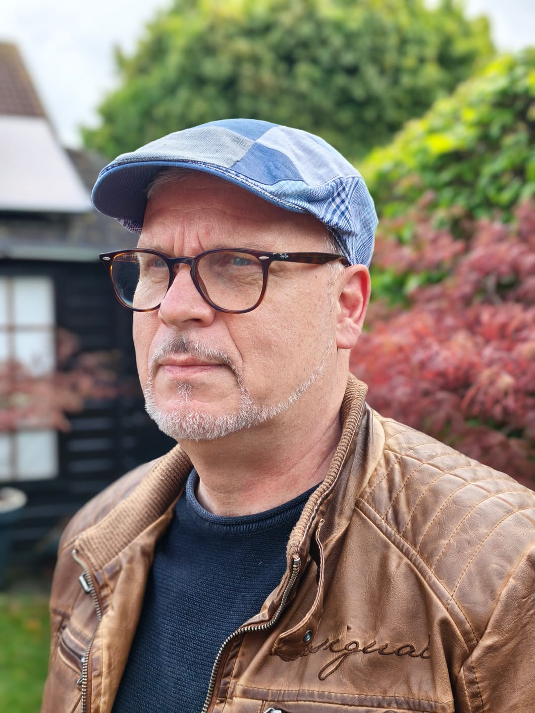 Customer photo review of Donegal Touring Cap Patchwork Grey/Blue Linen