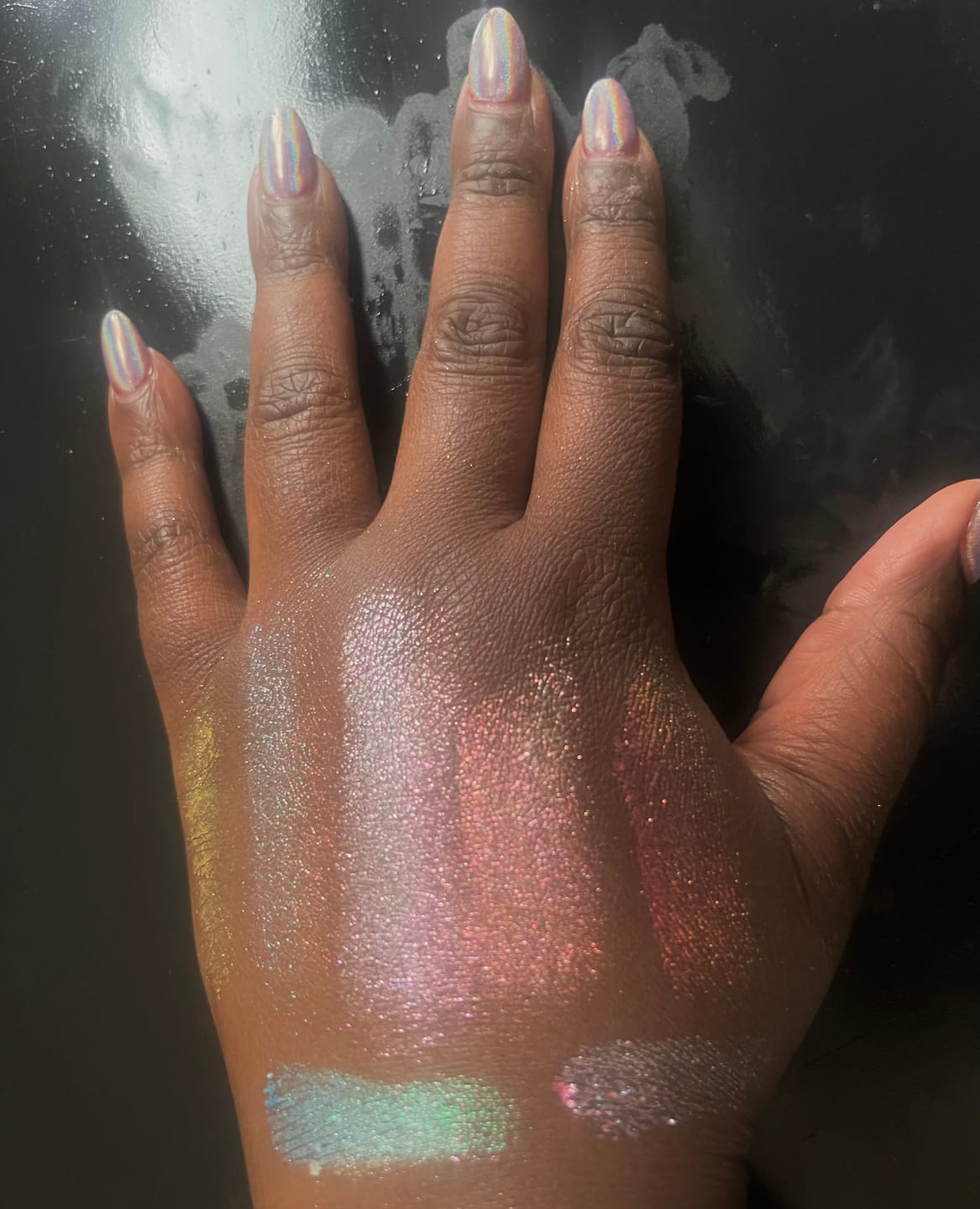 Customer photo review of Frosted Fairy Prismatic Pastels Multichrome Magnetic Eyeshadow Palette