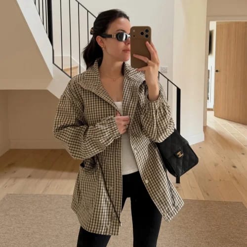 Customer photo review of Marnie Plaid Zip Jacket