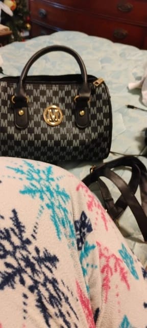Customer photo review of Women Alphabet Shoulder Bag with Golden "M" Logo, Synthetic Faux Leather Small Crossbody Bag for Work, Travel, Parties, and Gift