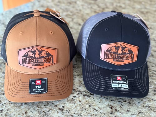 Customer photo review of Richardson 112 Genuine Leather Patch Hats Laser Engraved