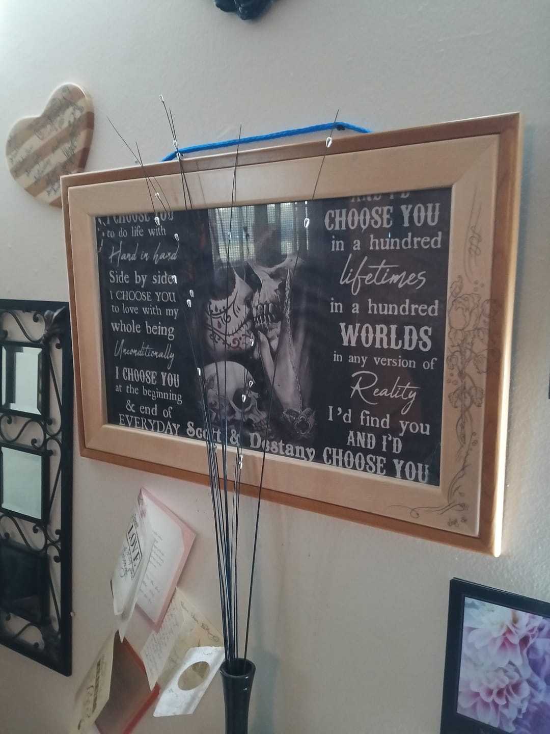 Customer photo review of "I Choose You" Personalized Couple Poster -Custom Name Sugar Skull Wall Art, Romantic Birthdays,Anniversary & Wedding Gift For Couple & Newlyweds