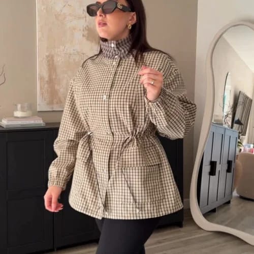 Customer photo review of Marnie Plaid Zip Jacket