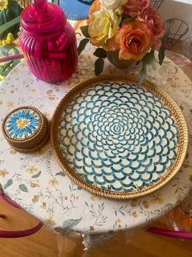 Customer photo review of Sunburst Rattan Coasters (Set of 6) | Free Gift