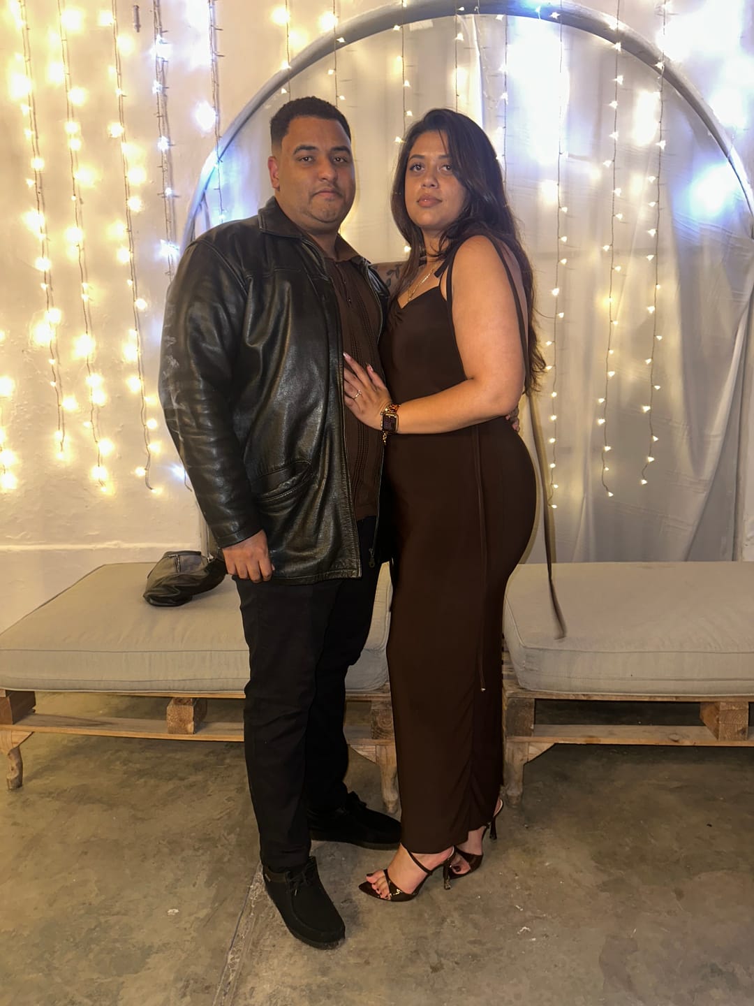 Customer photo review of Chocolate Brown Bow Tie Evening Dress