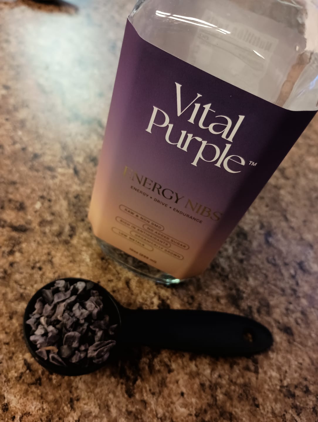 Customer photo review of High Flavanol Cocoa Nibs 10 oz | High Antioxidant | Low Cadmium | Raw Cacao | Purple Cocoa