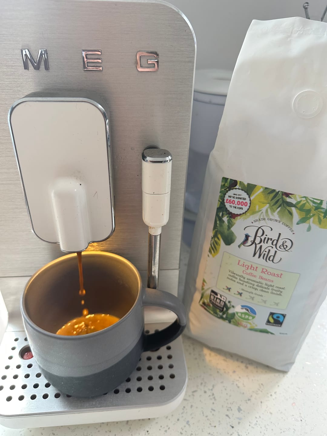 Customer photo review of Light Roast Fairtrade Organic Beans & Ground - 200g, 1kg