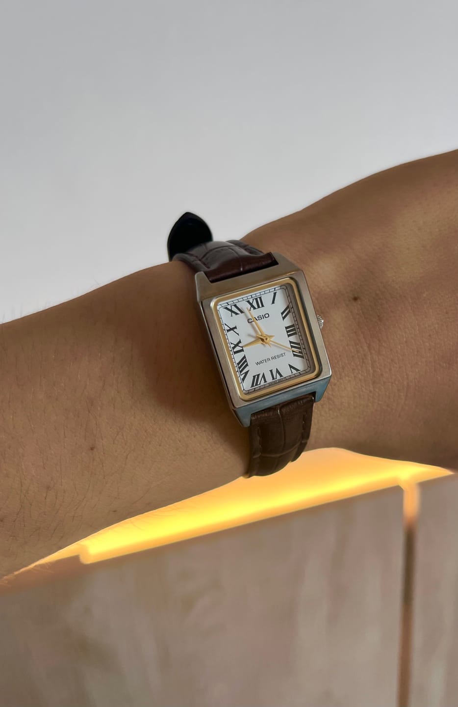 Customer photo review of Reloj Casio Tank Análogo LTP-V007L-9BUDF Cuero Dial Champaña