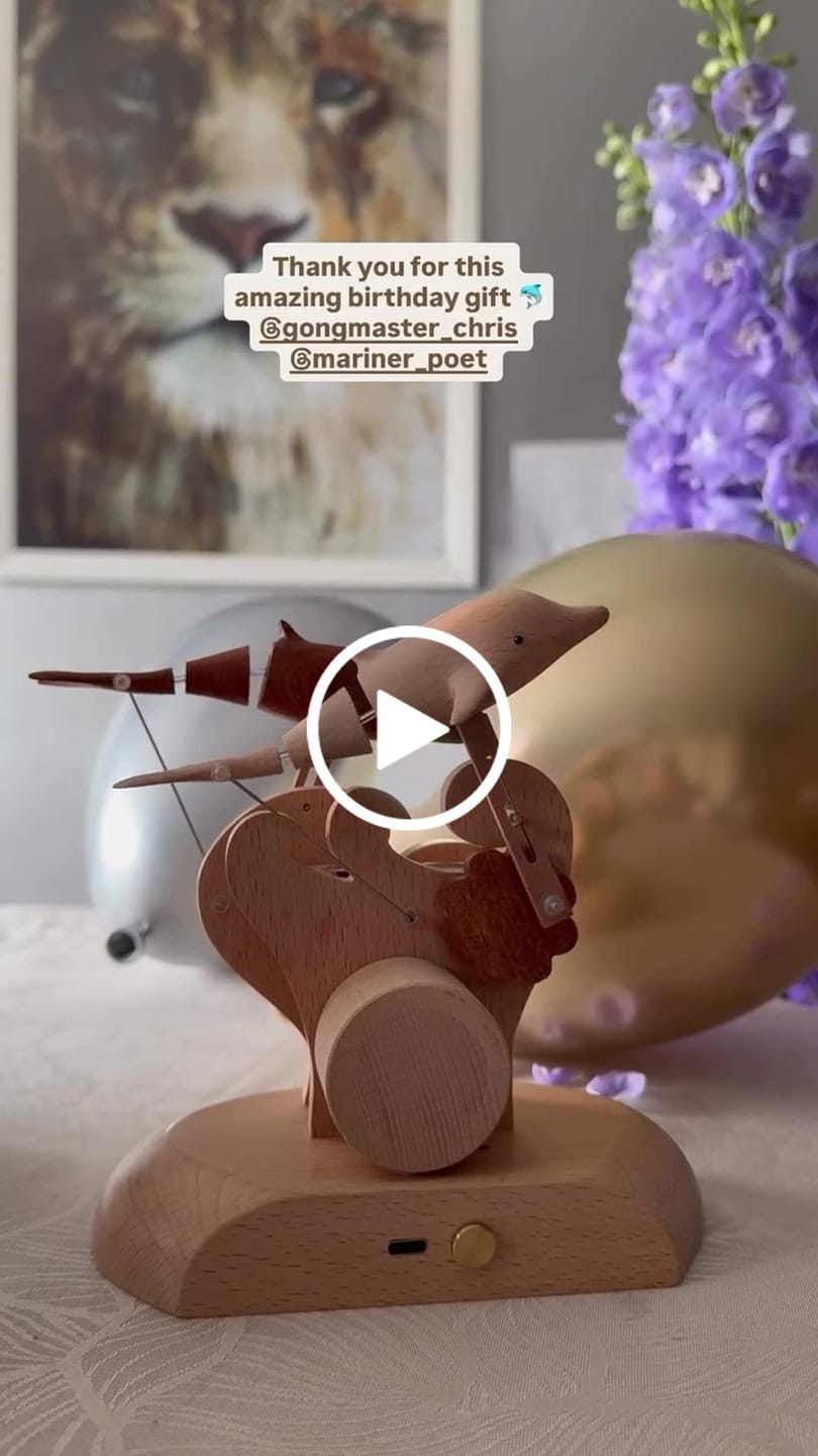 Customer video review of MarinerPoet™ Handcrafted Wooden Dolphin Automaton