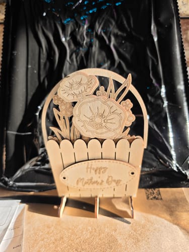 Customer photo review of Mothers Day wooden vase flowers laser cut svg file