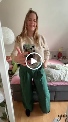 Customer video review of Buddha Stones Plain Color Cotton Linen High Waist Wide Leg Pants With Pockets